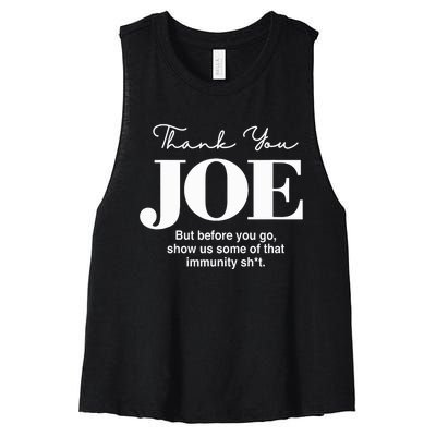 Thank You Joe! Funny Immunity Pun For President Biden Women's Racerback Cropped Tank