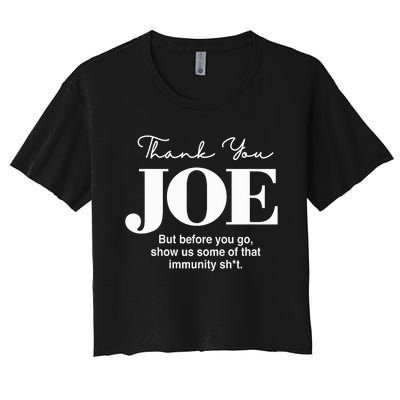 Thank You Joe! Funny Immunity Pun For President Biden Women's Crop Top Tee