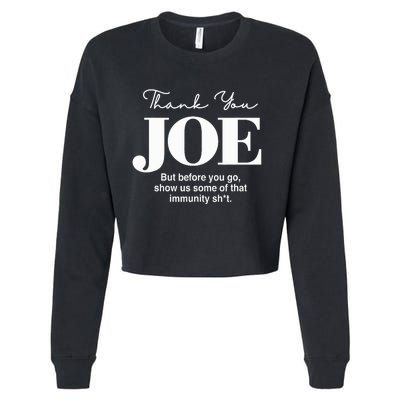 Thank You Joe! Funny Immunity Pun For President Biden Cropped Pullover Crew