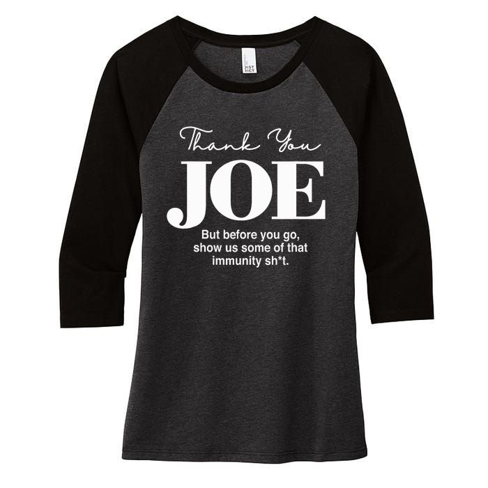 Thank You Joe! Funny Immunity Pun For President Biden Women's Tri-Blend 3/4-Sleeve Raglan Shirt