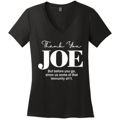 Thank You Joe! Funny Immunity Pun For President Biden Women's V-Neck T-Shirt