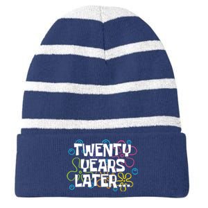 Twenty Years Later Funny 20th Birthday Gift Striped Beanie with Solid Band