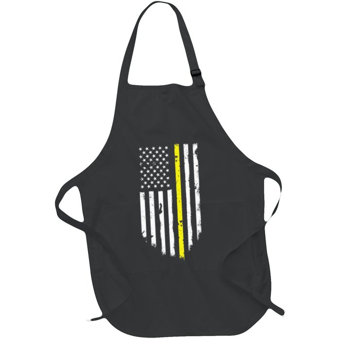 Thin Yellow Line American Flag Emergency Dispatcher Full-Length Apron With Pockets