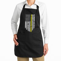 Thin Yellow Line American Flag Emergency Dispatcher Full-Length Apron With Pockets