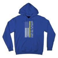 Thin Yellow Line Land Of The Free Because Of The Brave Gift Tall Hoodie