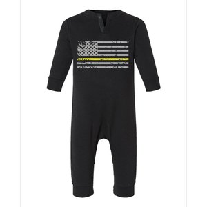 Thin Yellow Line American Flag Emergency Dispatcher Infant Fleece One Piece