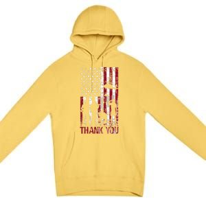 Thank You Memorial Day Meaningful Gift Military Flag Distressed Funny Gift Premium Pullover Hoodie