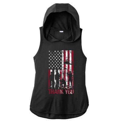 Thank You Memorial Day Meaningful Gift Military Flag Distressed Funny Gift Ladies PosiCharge Tri-Blend Wicking Draft Hoodie Tank