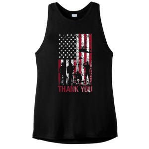 Thank You Memorial Day Meaningful Gift Military Flag Distressed Funny Gift Ladies PosiCharge Tri-Blend Wicking Tank