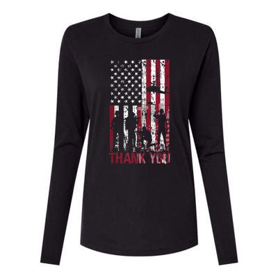 Thank You Memorial Day Meaningful Gift Military Flag Distressed Funny Gift Womens Cotton Relaxed Long Sleeve T-Shirt