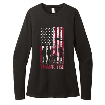 Thank You Memorial Day Meaningful Gift Military Flag Distressed Funny Gift Womens CVC Long Sleeve Shirt