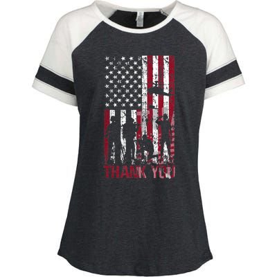 Thank You Memorial Day Meaningful Gift Military Flag Distressed Funny Gift Enza Ladies Jersey Colorblock Tee