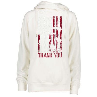 Thank You Memorial Day Meaningful Gift Military Flag Distressed Funny Gift Womens Funnel Neck Pullover Hood