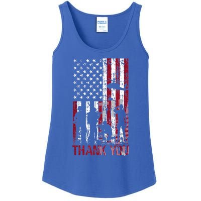 Thank You Memorial Day Meaningful Gift Military Flag Distressed Funny Gift Ladies Essential Tank