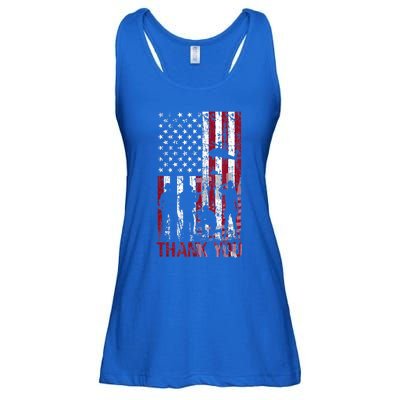 Thank You Memorial Day Meaningful Gift Military Flag Distressed Funny Gift Ladies Essential Flowy Tank