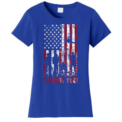 Thank You Memorial Day Meaningful Gift Military Flag Distressed Funny Gift Women's T-Shirt