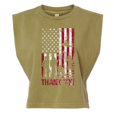 Thank You Memorial Day Meaningful Gift Military Flag Distressed Funny Gift Garment-Dyed Women's Muscle Tee