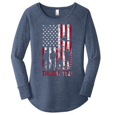 Thank You Memorial Day Meaningful Gift Military Flag Distressed Funny Gift Women's Perfect Tri Tunic Long Sleeve Shirt