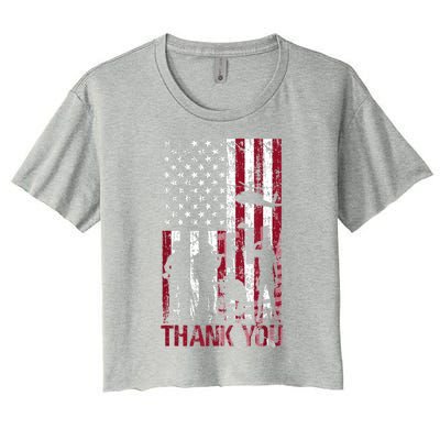 Thank You Memorial Day Meaningful Gift Military Flag Distressed Funny Gift Women's Crop Top Tee