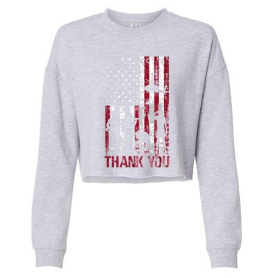 Thank You Memorial Day Meaningful Gift Military Flag Distressed Funny Gift Cropped Pullover Crew