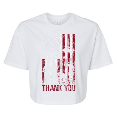 Thank You Memorial Day Meaningful Gift Military Flag Distressed Funny Gift Bella+Canvas Jersey Crop Tee