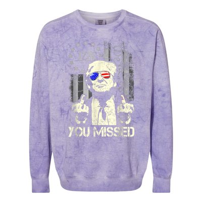 Trump You Missed Me Bitch Trump Shot Trump Supporters Colorblast Crewneck Sweatshirt