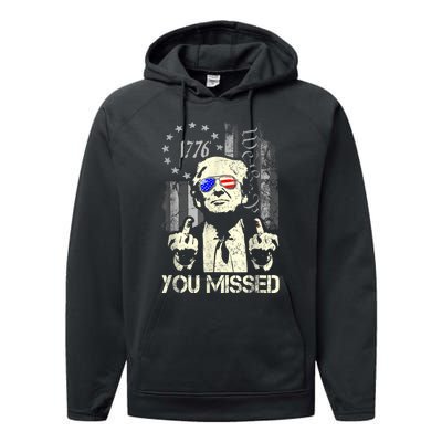 Trump You Missed Me Bitch Trump Shot Trump Supporters Performance Fleece Hoodie