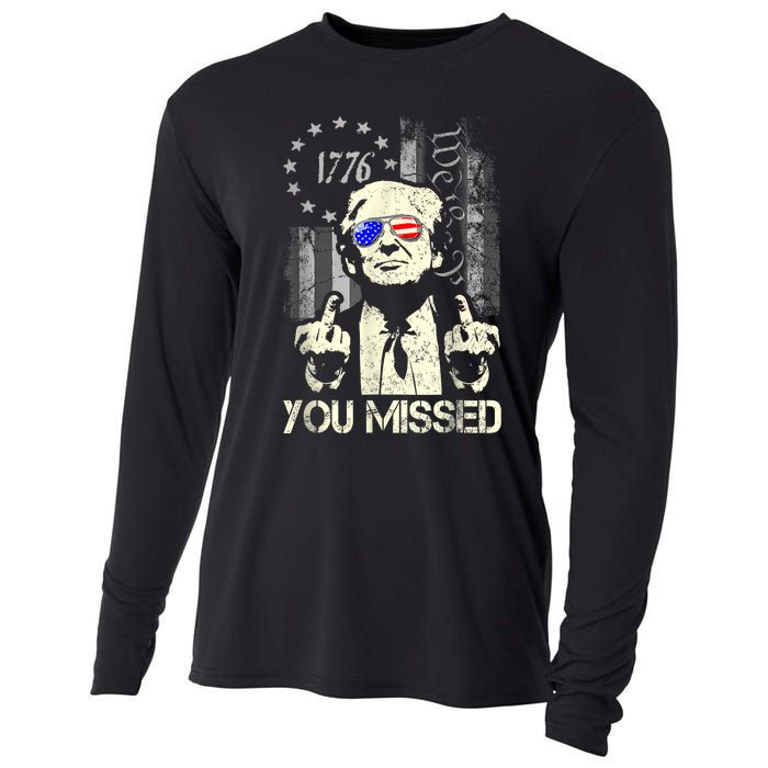 Trump You Missed Me Bitch Trump Shot Trump Supporters Cooling Performance Long Sleeve Crew