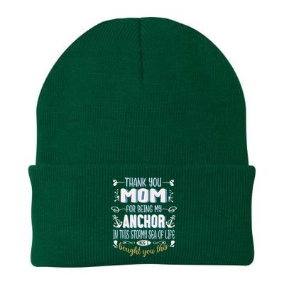 Thank You Mom For Being My Anchor Funny Mom For Mothers Day Funny Gift Knit Cap Winter Beanie