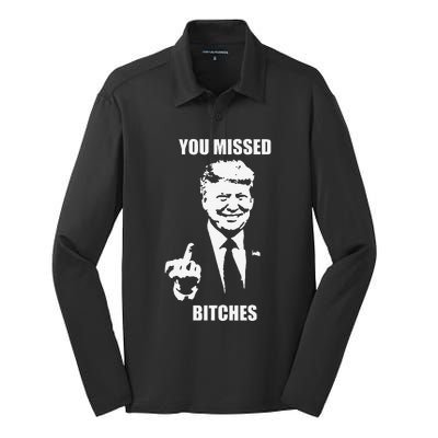 Trump You Missed Funny Trump 2024 Silk Touch Performance Long Sleeve Polo