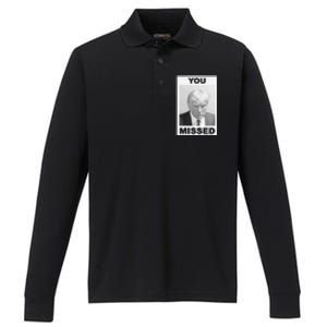 Trump You Missed 2024 Mugshot American Patriotic Performance Long Sleeve Polo