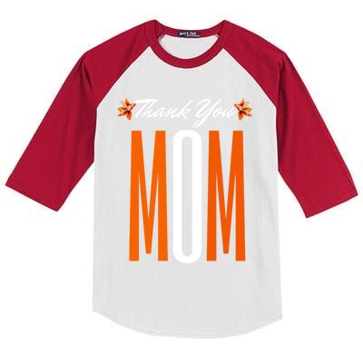 Thank You Mom Happy Fall Thanksgiving Mother Appreciation Great Gift Kids Colorblock Raglan Jersey