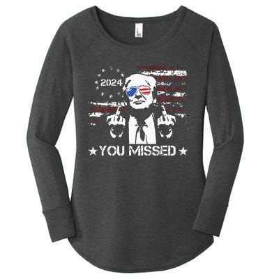 Trump You Missed Funny Trump 2024 Women's Perfect Tri Tunic Long Sleeve Shirt