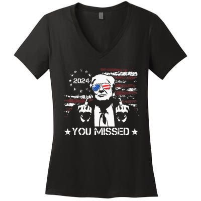 Trump You Missed Funny Trump 2024 Women's V-Neck T-Shirt