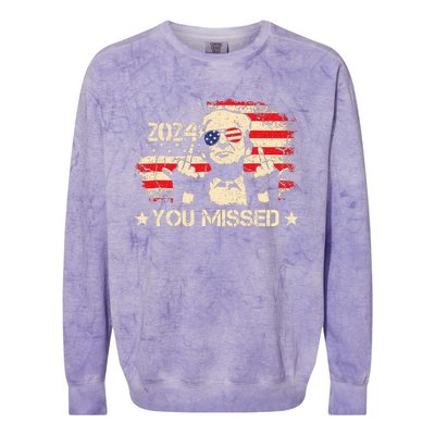 Trump You Missed Funny Trump 2024 Design Colorblast Crewneck Sweatshirt