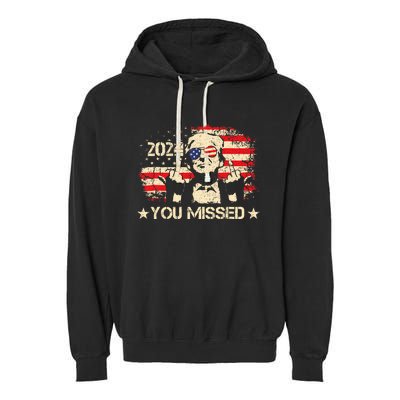 Trump You Missed Funny Trump 2024 Design Garment-Dyed Fleece Hoodie