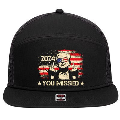 Trump You Missed Funny Trump 2024 Design 7 Panel Mesh Trucker Snapback Hat