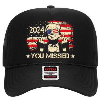 Trump You Missed Funny Trump 2024 Design High Crown Mesh Back Trucker Hat