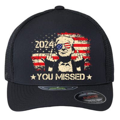 Trump You Missed Funny Trump 2024 Design Flexfit Unipanel Trucker Cap