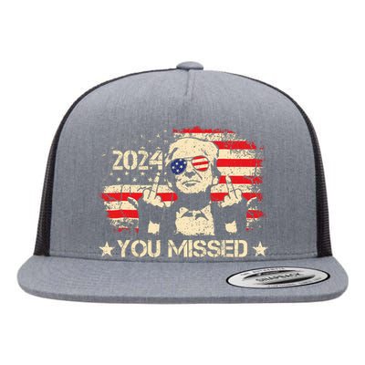 Trump You Missed Funny Trump 2024 Design Flat Bill Trucker Hat