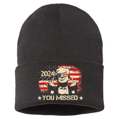 Trump You Missed Funny Trump 2024 Design Sustainable Knit Beanie