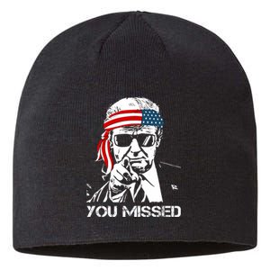 Trump You Missed Middle Finger 24 Vote Trump Sustainable Beanie