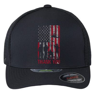 Thank You Memorial Day Veteran Military Flag Flexfit Unipanel Trucker Cap