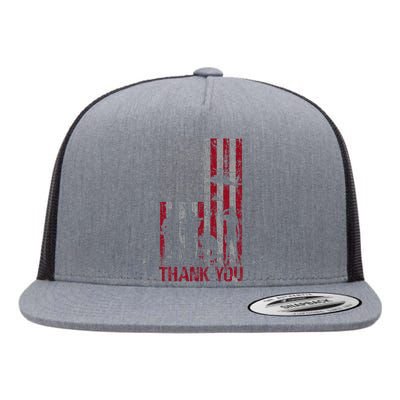 Thank You Memorial Day Veteran Military Flag Flat Bill Trucker Hat