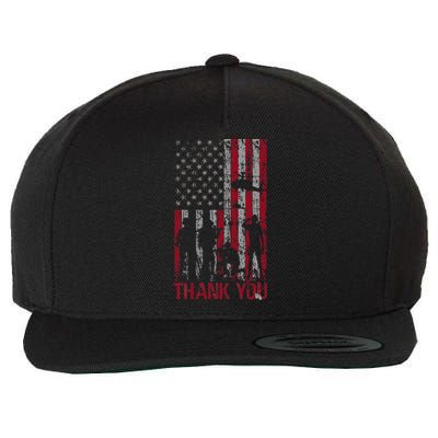 Thank You Memorial Day Veteran Military Flag Wool Snapback Cap