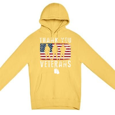 Thank You Military Veterans Gift Veterans Day Gift Premium Pullover Hoodie