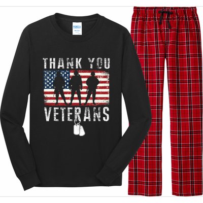 Thank You Military Veterans Gift Veterans Day Gift Long Sleeve Pajama Set