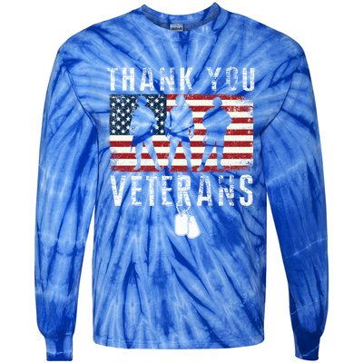 Thank You Military Veterans Gift Veterans Day Gift Tie-Dye Long Sleeve Shirt