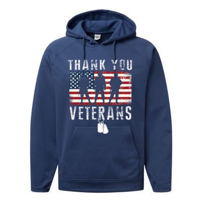 Thank You Military Veterans Gift Veterans Day Gift Performance Fleece Hoodie