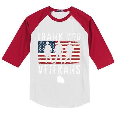 Thank You Military Veterans Gift Veterans Day Gift Kids Colorblock Raglan Jersey